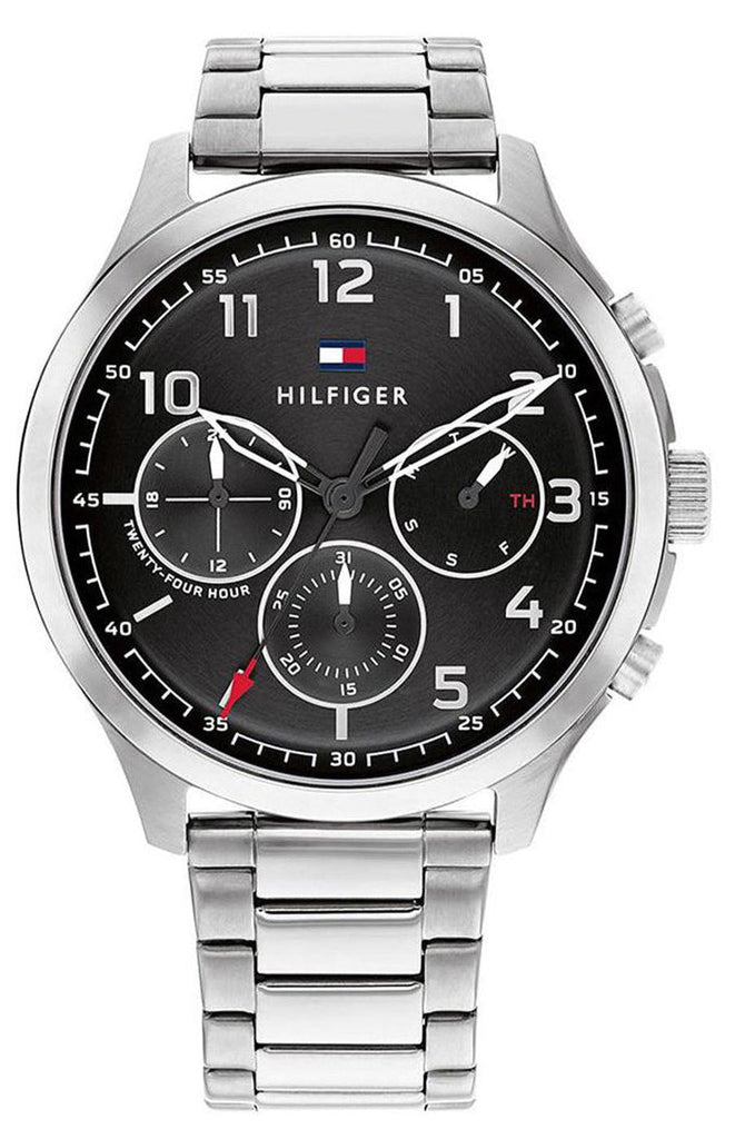 Tommy Hilfiger Asher Chronograph Black Dial Silver Steel Strap Watch For Men - 1791852 Buy Now By Tommy Hilfiger