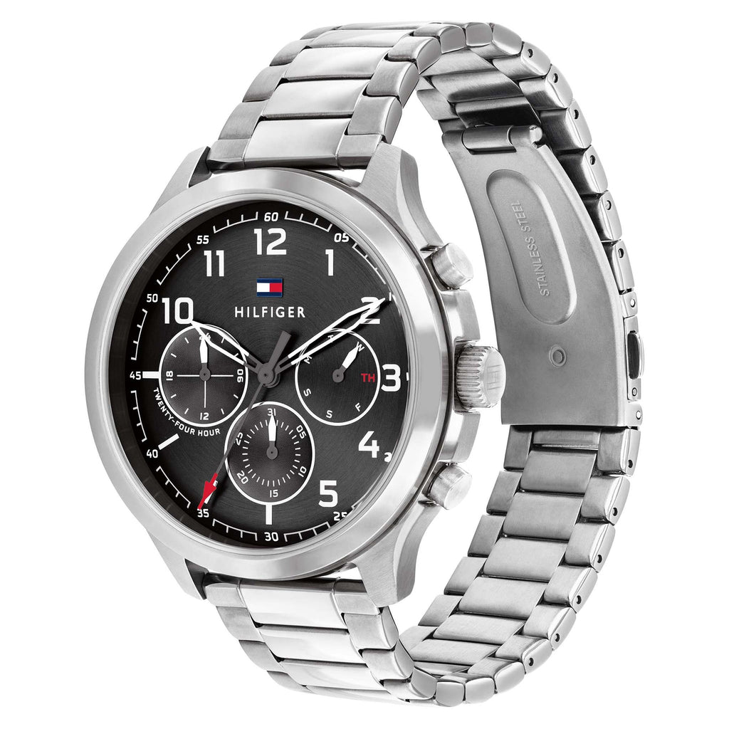 Tommy Hilfiger Asher Chronograph Black Dial Silver Steel Strap Watch For Men - 1791852 Buy Now By Tommy Hilfiger