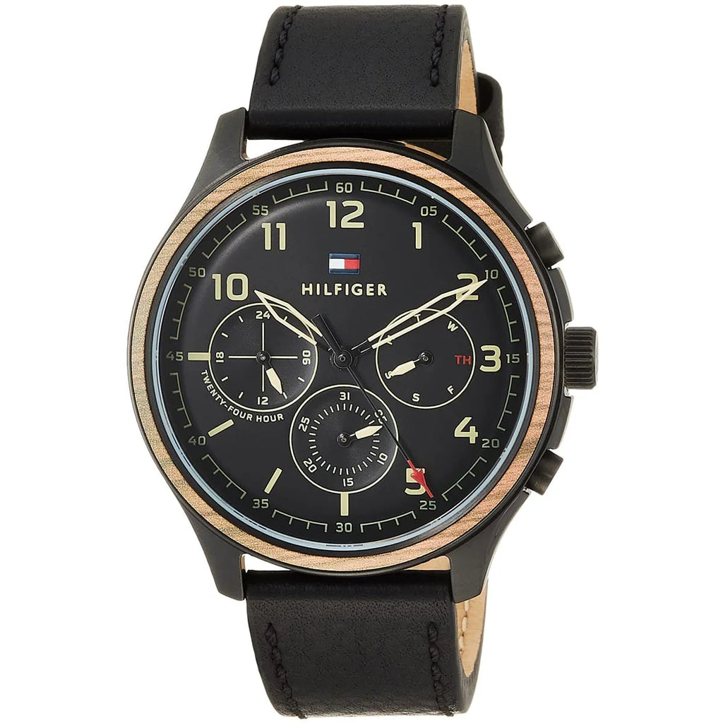 Tommy Hilfiger Asher Chronograph Black Dial Black Leather Strap Watch For Men - 1791854 Buy Now By Tommy Hilfiger