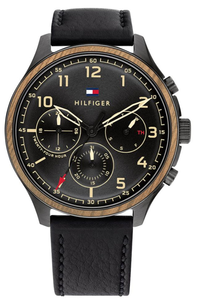 Tommy Hilfiger Asher Chronograph Black Dial Black Leather Strap Watch For Men - 1791854 Buy Now By Tommy Hilfiger