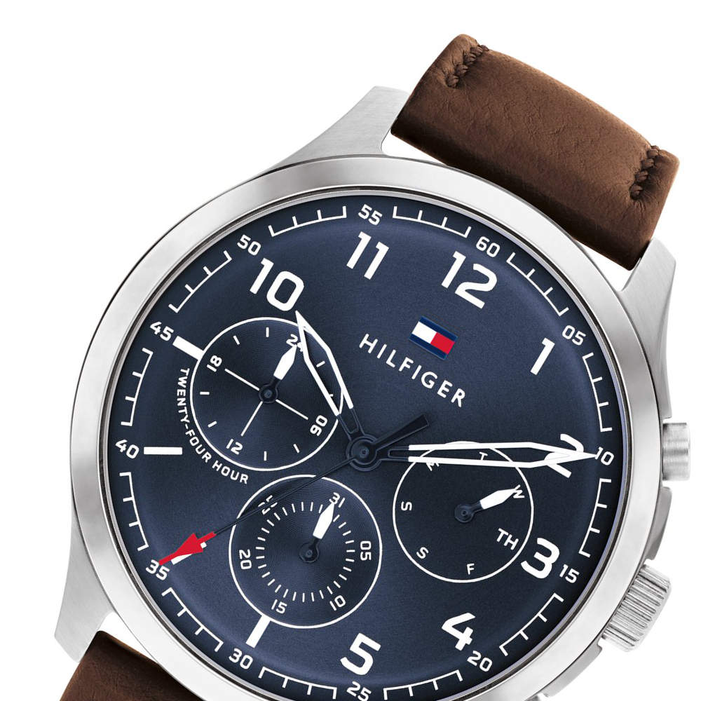 Tommy Hilfiger Asher Chrongraph Blue Dial Brown Leather Strap Watch For Men - 1791855 Buy Now By Tommy Hilfiger