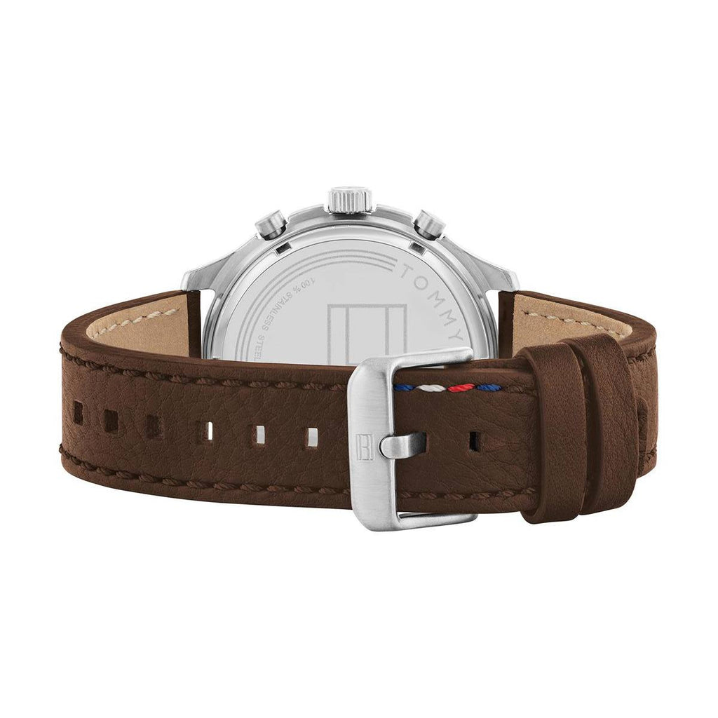 Tommy Hilfiger Asher Chrongraph Blue Dial Brown Leather Strap Watch For Men - 1791855 Buy Now By Tommy Hilfiger