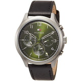 Tommy Hilfiger Asher Chronograph Green Dial Black Leather Strap Watch For Men - 1791856 Buy Now By Tommy Hilfiger