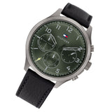 Tommy Hilfiger Asher Chronograph Green Dial Black Leather Strap Watch For Men - 1791856 Buy Now By Tommy Hilfiger