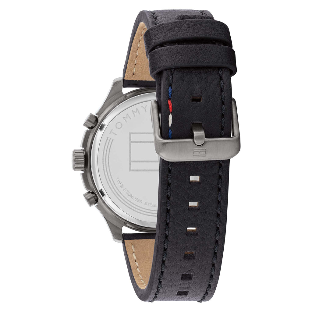 Tommy Hilfiger Asher Chronograph Green Dial Black Leather Strap Watch For Men - 1791856 Buy Now By Tommy Hilfiger