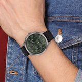 Tommy Hilfiger Asher Chronograph Green Dial Black Leather Strap Watch For Men - 1791856 Buy Now By Tommy Hilfiger