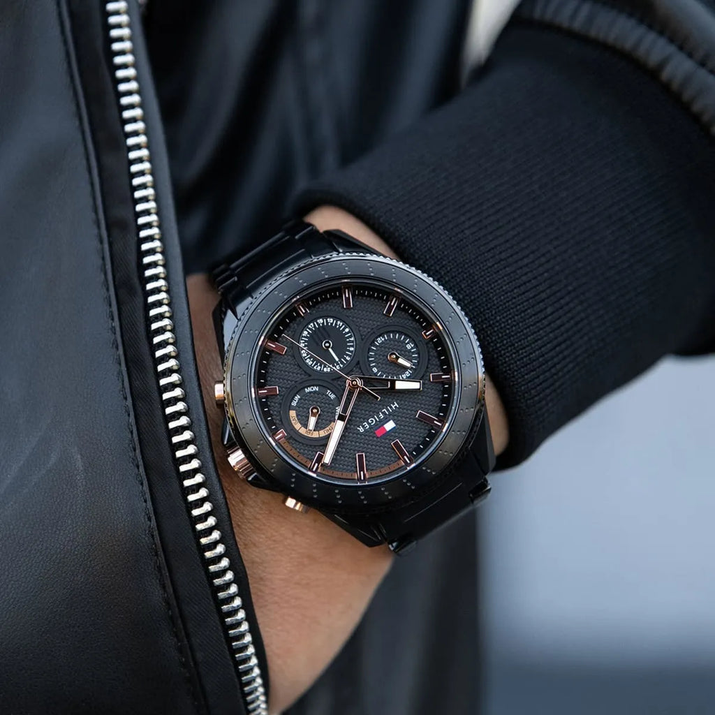 Tommy Hilfiger Aiden Chronograph Black Dial Black Steel Strap Watch For Men - 1791858 Buy Now By Tommy Hilfiger