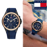 Tommy Hilfiger Aiden Chronograph Blue Dial Blue Silicone Strap Watch For Men - 1791860 Buy Now By Tommy Hilfiger