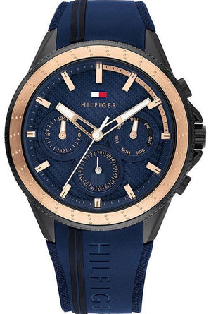 Tommy Hilfiger Aiden Chronograph Blue Dial Blue Silicone Strap Watch For Men - 1791860 Buy Now By Tommy Hilfiger