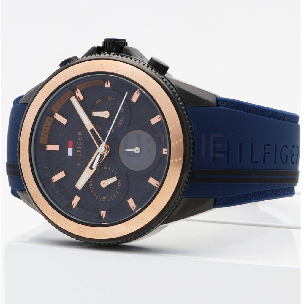 Tommy Hilfiger Aiden Chronograph Blue Dial Blue Silicone Strap Watch For Men - 1791860 Buy Now By Tommy Hilfiger