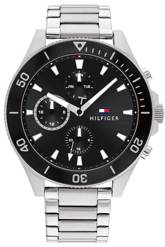 Tommy Hilfiger Larson Multifunction Black Dial Silver Steel Strap Watch For Men - 1791916 Buy Now By Tommy Hilfiger