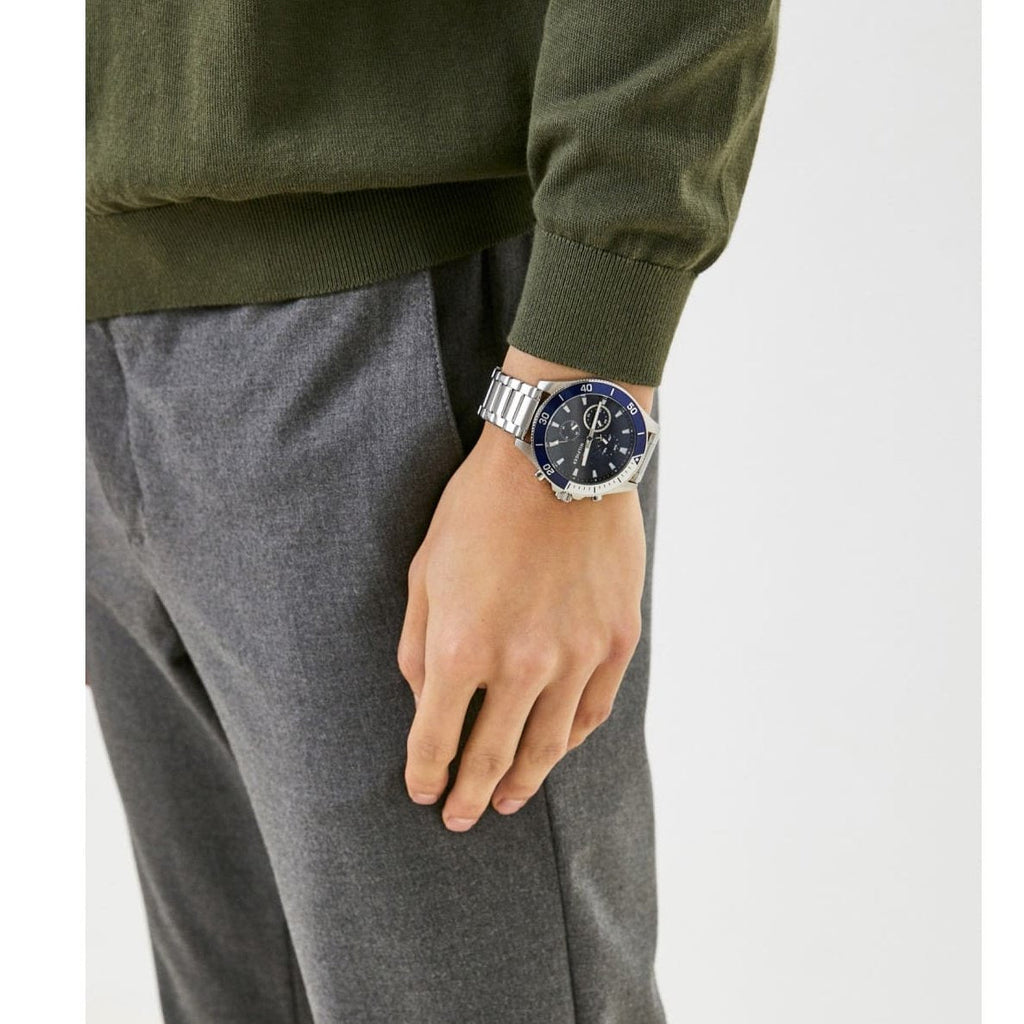 Tommy Hilfiger Larson Chronograph Blue Dial Silver Steel Strap Watch For Men - 1791917 Buy Now By Tommy Hilfiger