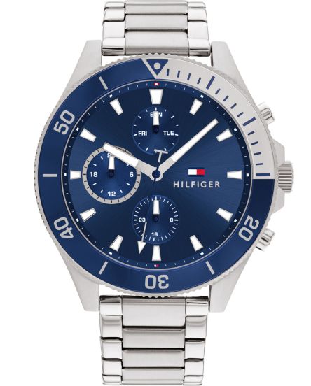 Tommy Hilfiger Larson Chronograph Blue Dial Silver Steel Strap Watch For Men - 1791917 Buy Now By Tommy Hilfiger