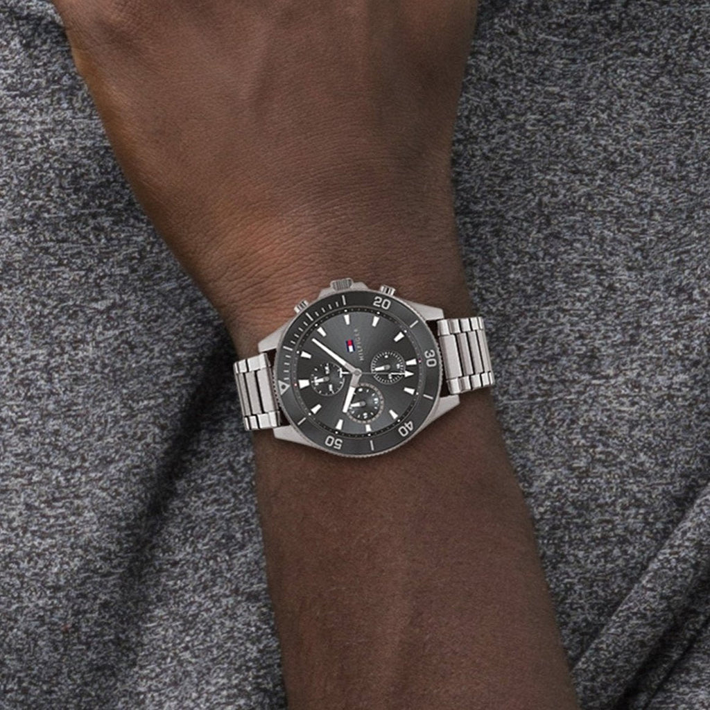 Tommy Hilfiger Larson Chronograph Grey Dial Silver Steel Strap Watch For Men - 1791918 Buy Now By Tommy Hilfiger