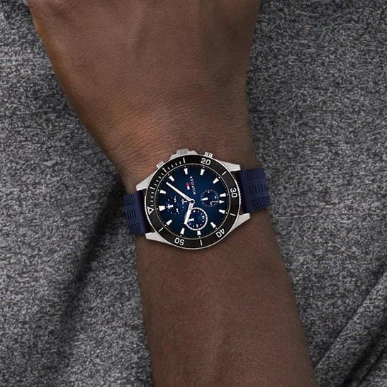 Tommy Hilfiger Larson Chronograph Blue Dial Blue Rubber Strap Watch For Men - 1791920 Buy Now By Tommy Hilfiger