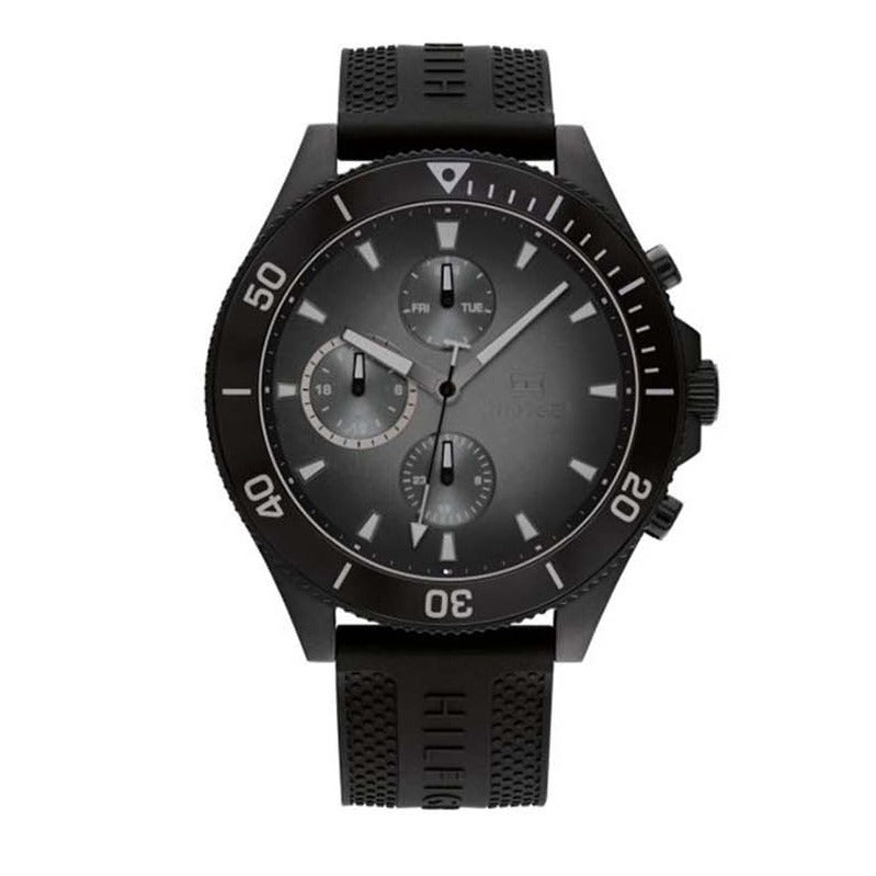 Tommy Hilfiger Larson Chronograph Black Dial Black Rubber Strap Watch For Men - 1791921 Buy Now By Tommy Hilfiger