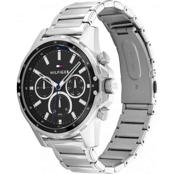 Tommy Hilfiger Larson Multifunction Black Dial Silver Steel Strap Watch For Men - 1791916 Buy Now By Tommy Hilfiger