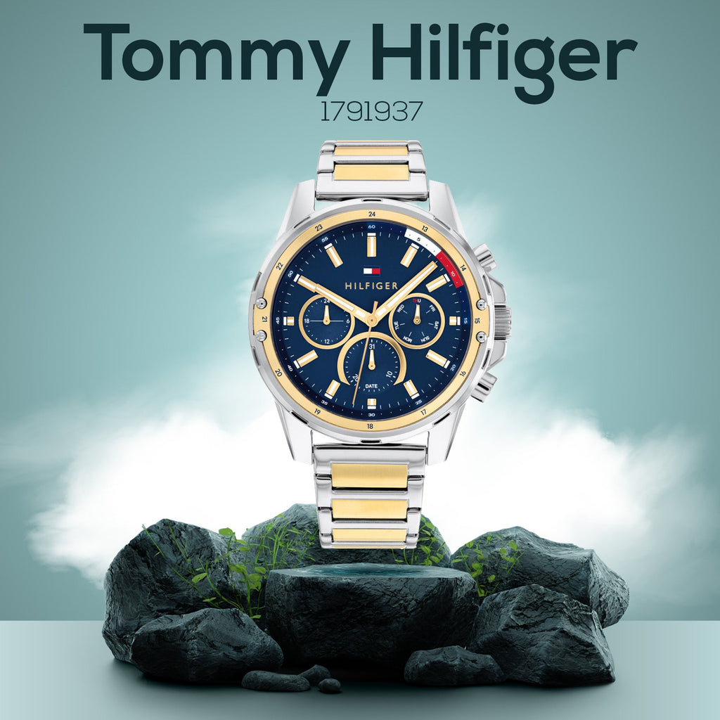 Tommy Hilfiger Mason Chronograph Blue Dial Two Tone Steel Strap Watch For Men - 1791937 Buy Now By Tommy Hilfiger