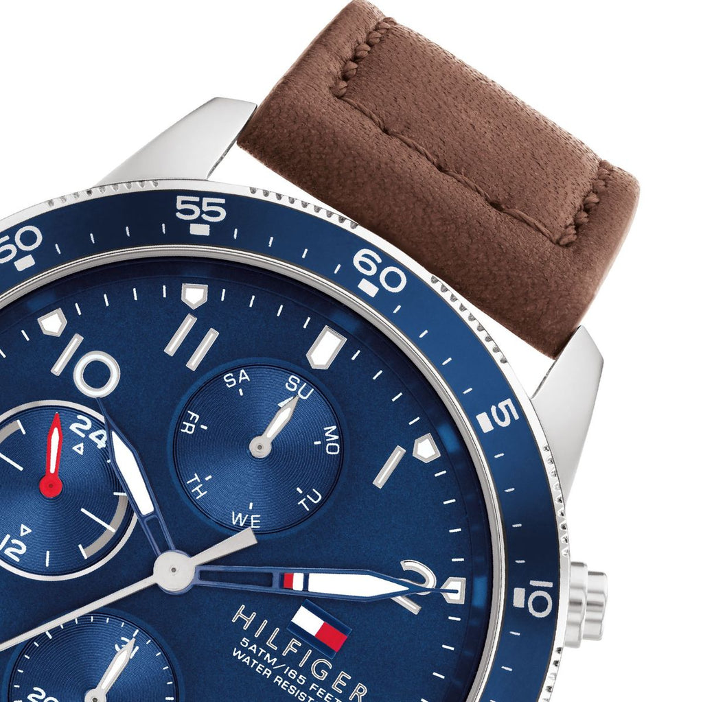 Tommy Hilfiger Jimmy Chronograph Quartz Blue Dial Brown Leather Strap Watch For Men - 1791946 Buy Now By Tommy Hilfiger