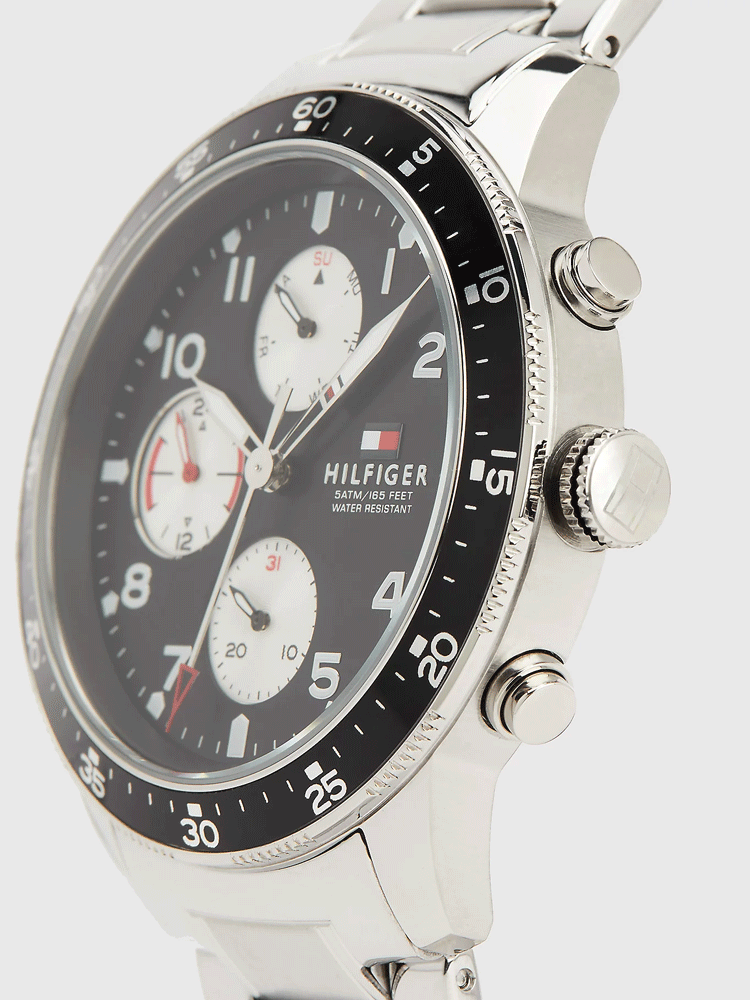 Tommy Hilfiger Jimmy Multifunction Black Dial Silver Steel Strap Watch For Men - 1791950 Buy Now By Tommy Hilfiger