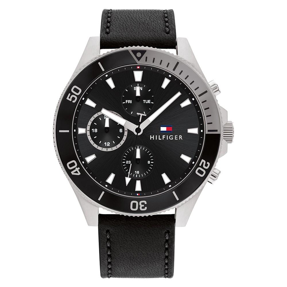 Tommy Hilfiger Larson Chronograph Black Dial Black Leather Strap Watch For Men - 1791984 Buy Now By Tommy Hilfiger
