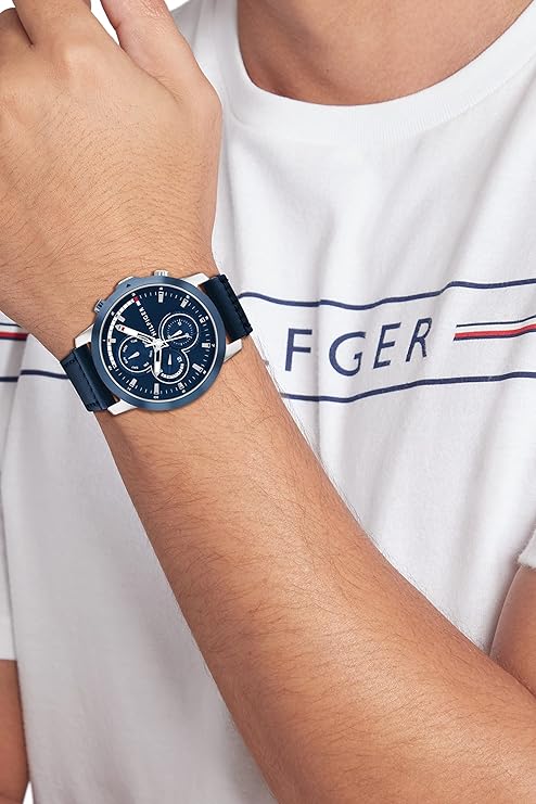 Tommy Hilfiger Clark Chronograph Blue Dial Black Leather Strap Watch For Men - 1792083 Buy Now By Tommy Hilfiger