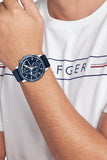 Tommy Hilfiger Clark Chronograph Blue Dial Black Leather Strap Watch For Men - 1792083 Buy Now By Tommy Hilfiger