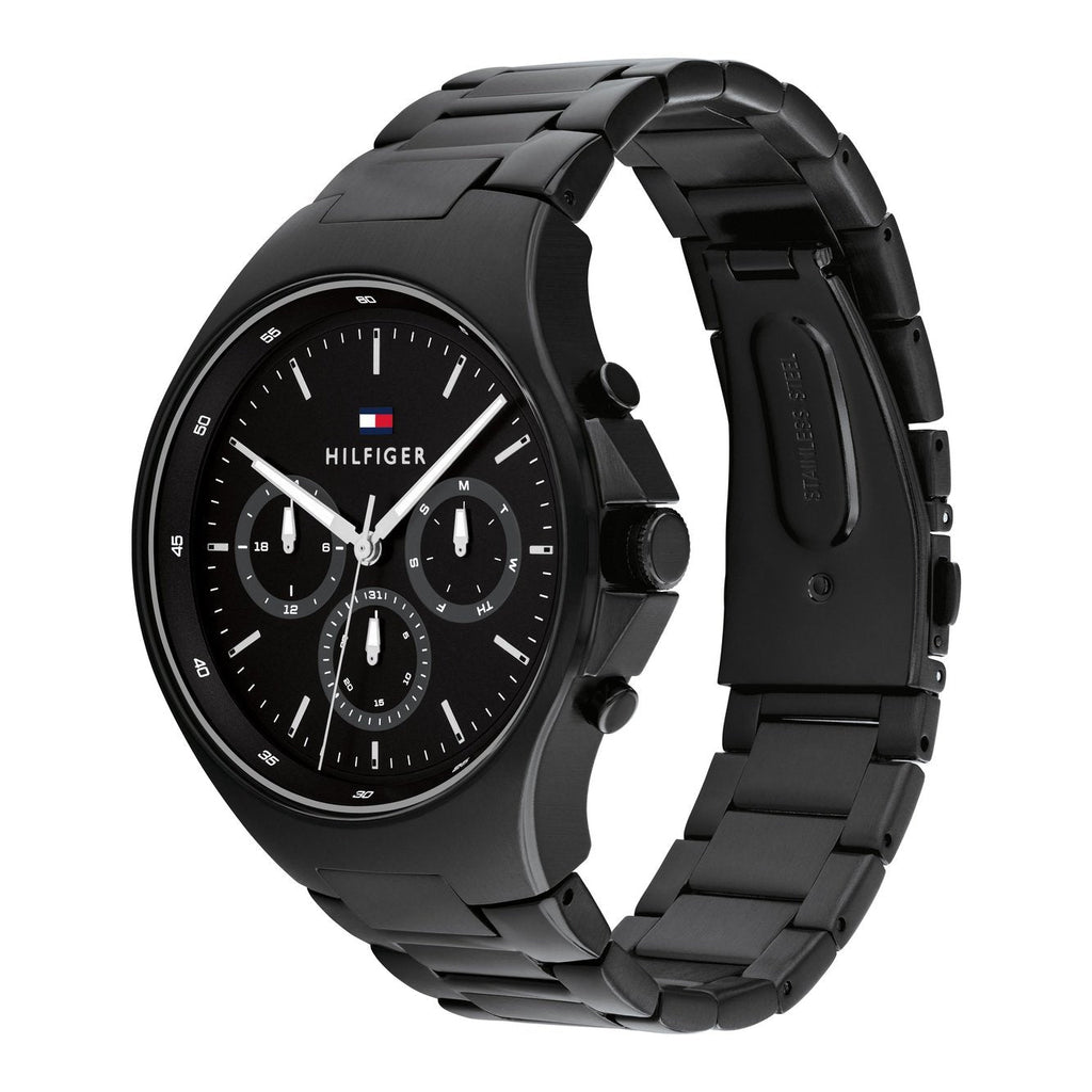 Tommy Hilfiger Justin Chronograph Black Dial Black Steel Strap Watch For Men - 1792055 Buy Now By Tommy Hilfiger