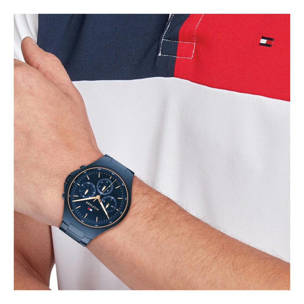 Tommy Hilfiger Justin Chronograph Blue Dial Blue Steel Strap Watch For Men - 1792058 Buy Now By Tommy Hilfiger