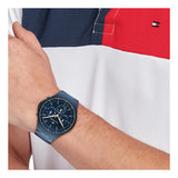 Tommy Hilfiger Justin Chronograph Blue Dial Blue Steel Strap Watch For Men - 1792058 Buy Now By Tommy Hilfiger