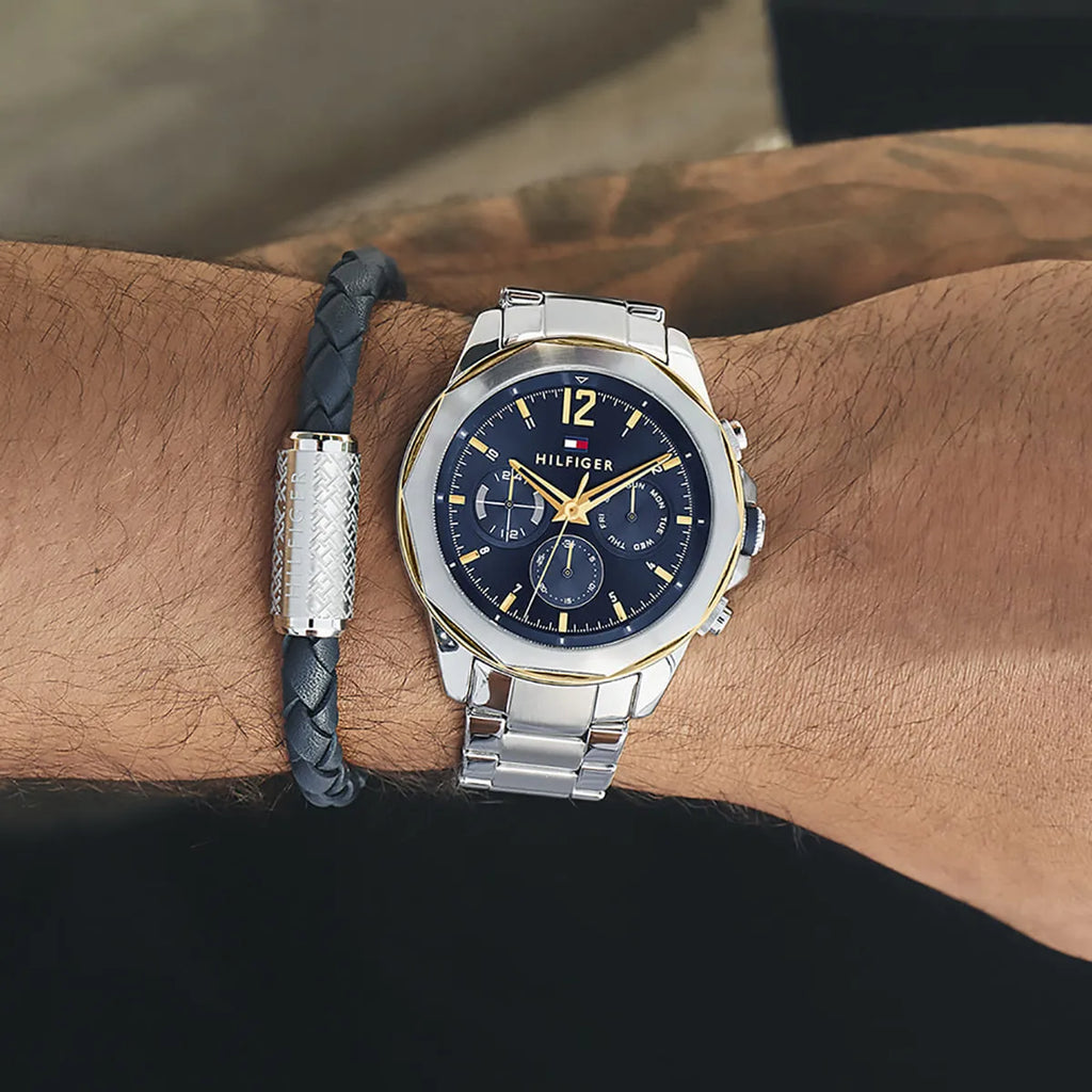 Tommy Hilfiger Lars Chronograph Blue Dial Silver Steel Strap Watch For Men - 1792059 Buy Now By Tommy Hilfiger