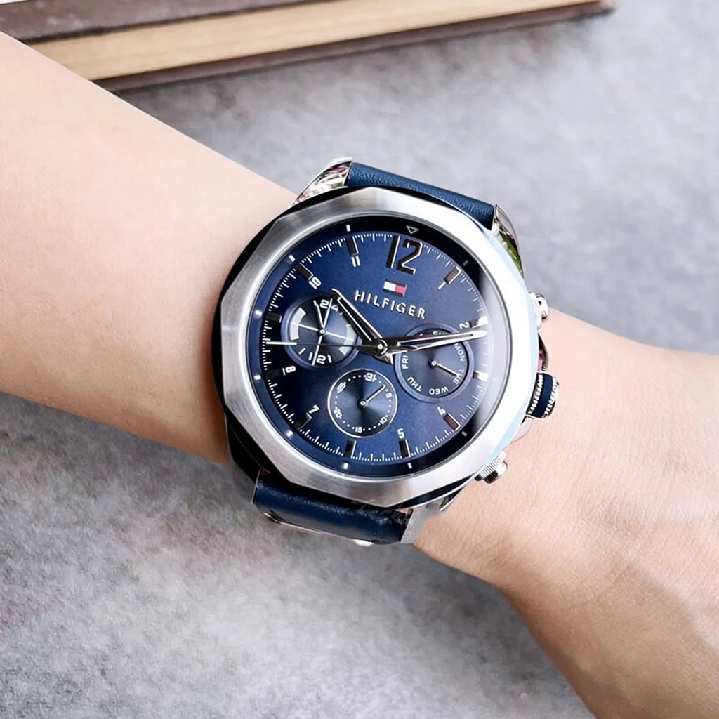 Tommy Hilfiger Lars Chronograph Blue Dial Blue Leather Strap Watch For Men - 1792063 Buy Now By Tommy Hilfiger