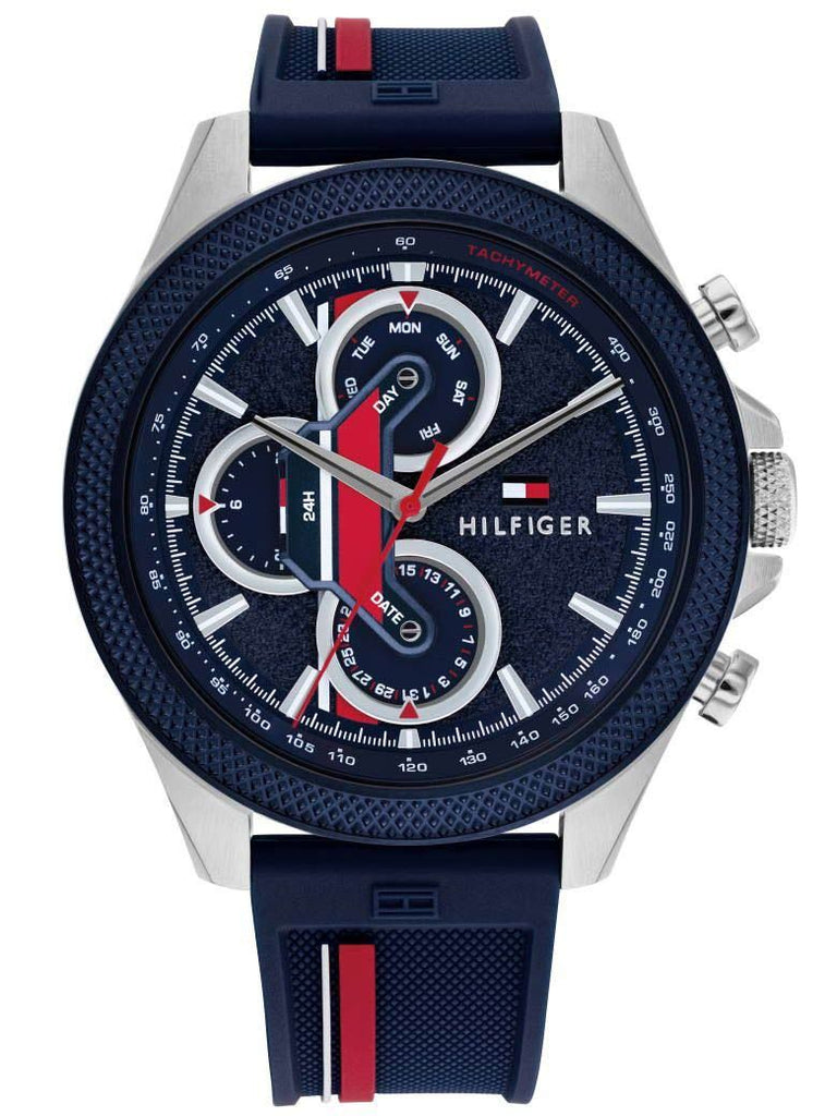 Tommy Hilfiger Clark Chronograph Blue Dial Black Leather Strap Watch For Men - 1792083 Buy Now By Tommy Hilfiger