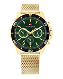 Tommy Hilfiger Jordan Chronograph Green Dial Gold Mesh Strap Watch For Men - 1792093 Buy Now By Tommy Hilfiger
