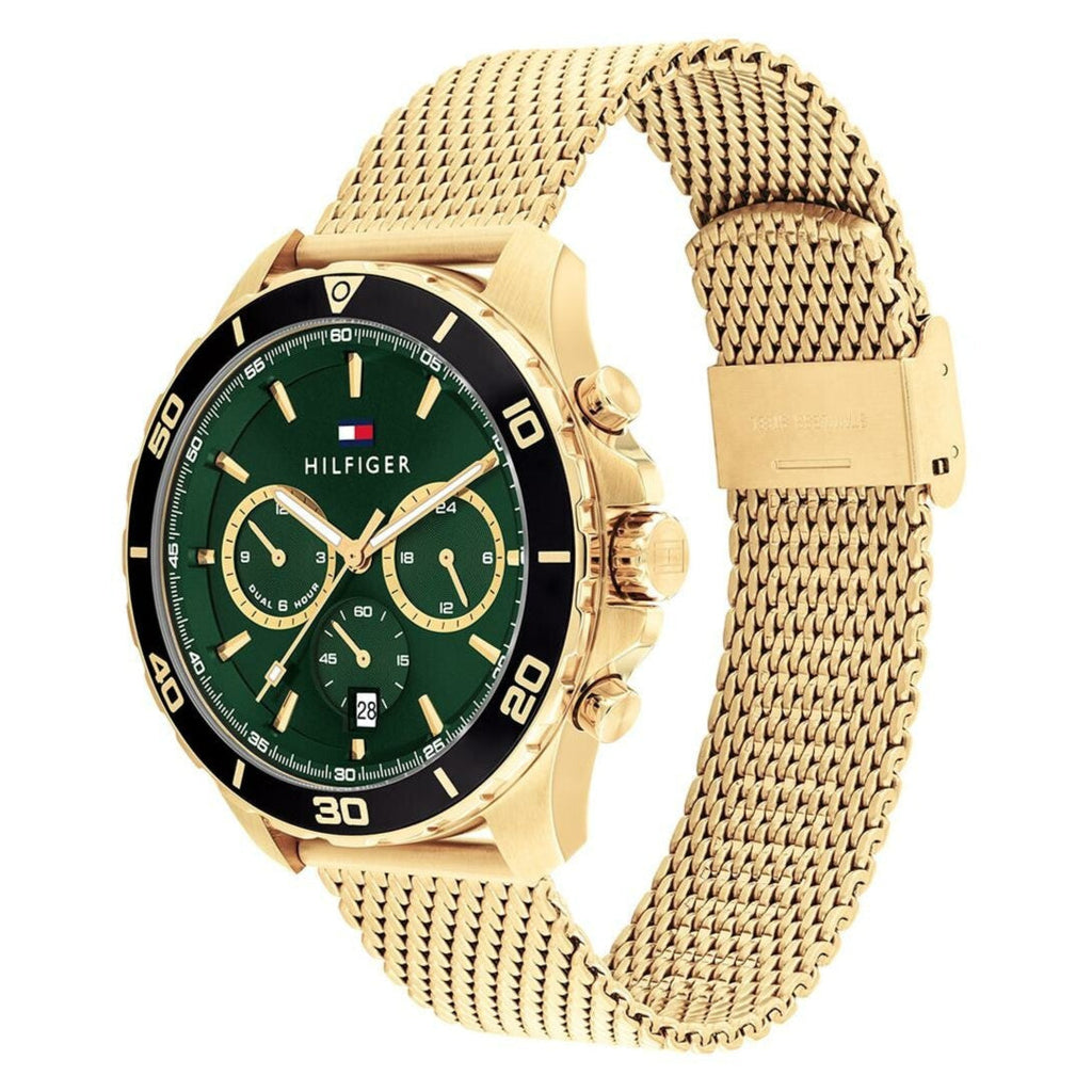 Tommy Hilfiger Jordan Chronograph Green Dial Gold Mesh Strap Watch For Men - 1792093 Buy Now By Tommy Hilfiger