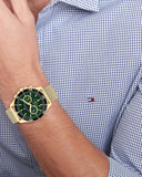 Tommy Hilfiger Jordan Chronograph Green Dial Gold Mesh Strap Watch For Men - 1792093 Buy Now By Tommy Hilfiger