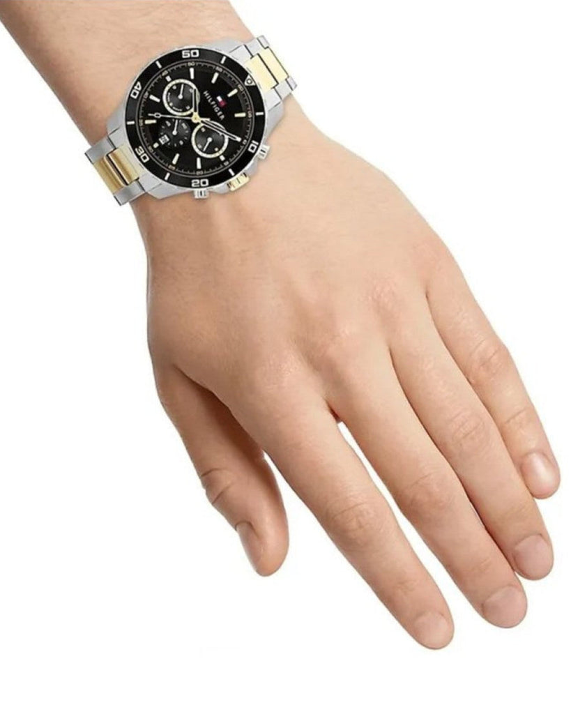 Tommy Hilfiger Jordon Chronograph Black Dial Two Tone Steel Strap Watch For Men - 1792095 Buy Now By Tommy Hilfiger