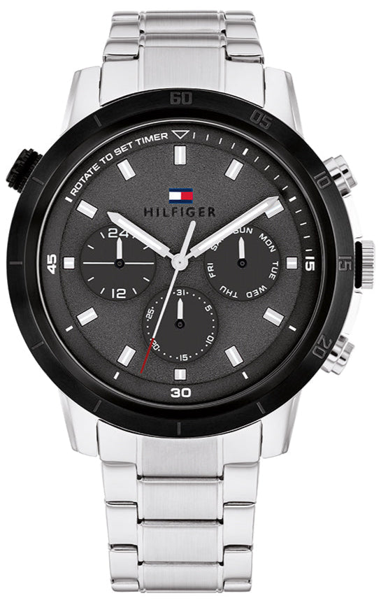Tommy Hilfiger Troy Chronograph Grey Dial Silver Steel Strap Watch For Men - 1792106 Buy Now By Tommy Hilfiger