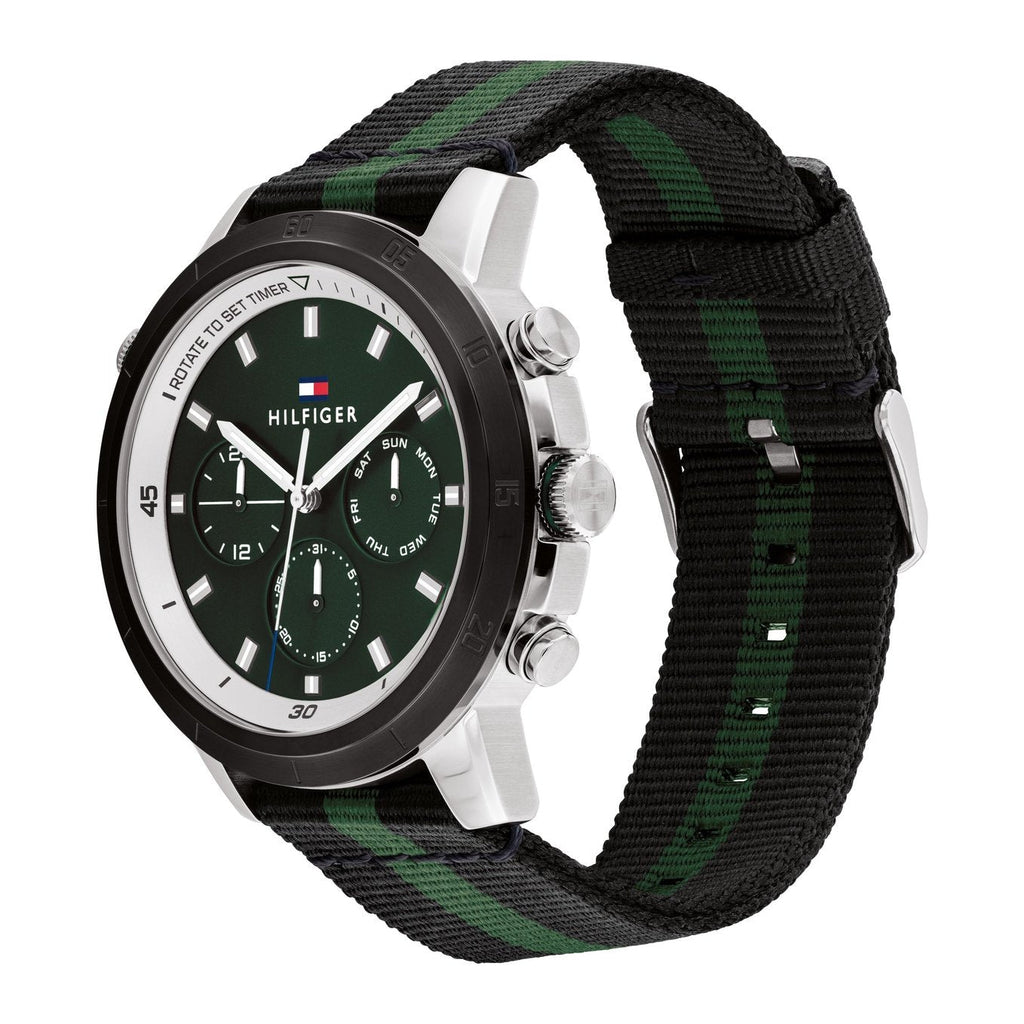 Tommy Hilfiger Troy Chronograph Green Dial Two Tone Nylon Strap Watch For Men - 1792107 Buy Now By Tommy Hilfiger