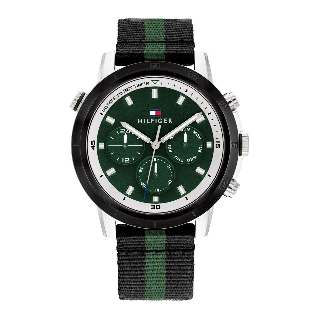 Tommy Hilfiger Troy Chronograph Green Dial Two Tone Nylon Strap Watch For Men - 1792107 Buy Now By Tommy Hilfiger