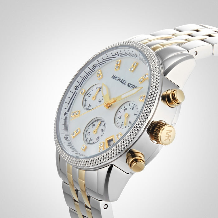 Michael Kors Ritz Chronograph White Dial Two Tone Steel Strap Watch for Women - MK5057 Buy Now By Michael Kors