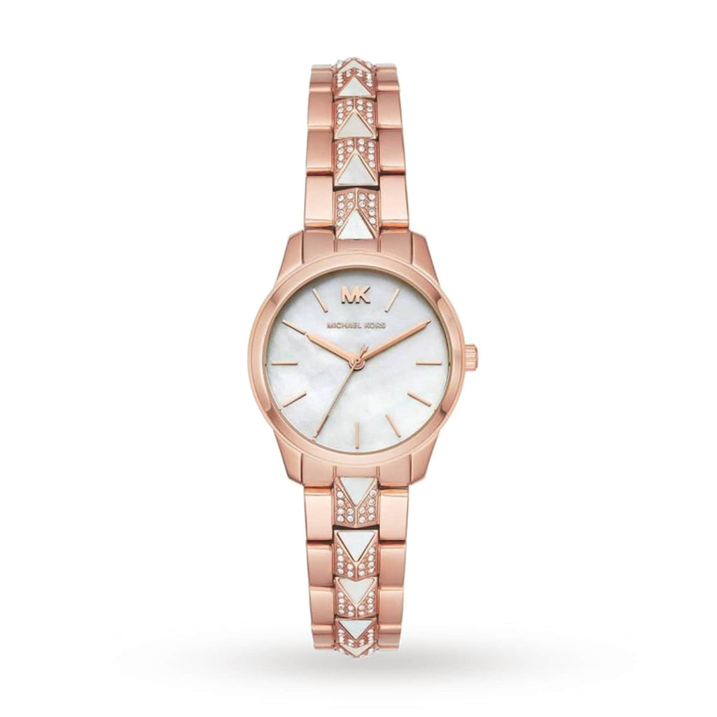 Michael Kors Runway Mercer Mother of Pearl White Dial Two Tone Steel Strap Watch For Women - MK6674 Buy Now By Michael Kors