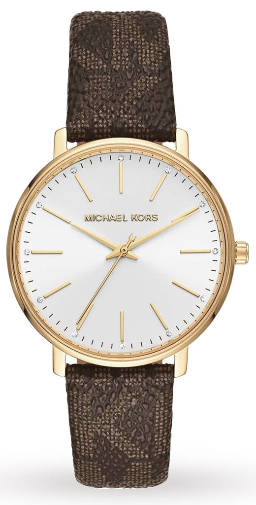 Michael Kors Pyper Quartz Silver Dial Brown Leather Strap Watch For Women - MK2857 Buy Now By Michael Kors