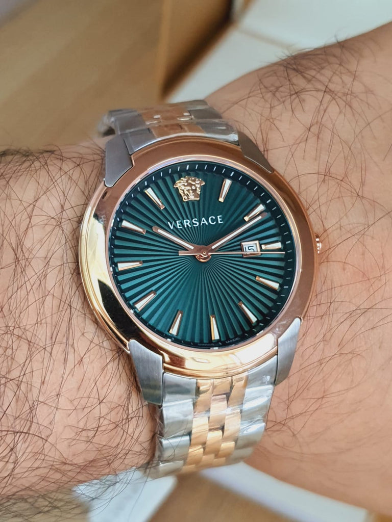 Versace V-Urban Green Dial Two Tone Steel Strap Watch for Men - VELQ00619 Buy Now By Versace