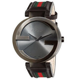 Gucci Interlocking G XL Black Dial Red & Green Leather Strap Watch For Men - YA133206 Buy Now By Gucci