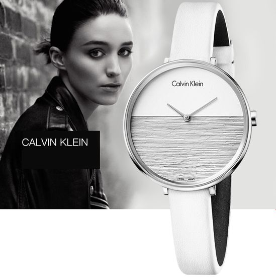 Calvin Klein Rise White Grey Dial White Leather Strap Watch for Women - K7A231L6 Buy Now By Calvin Klein