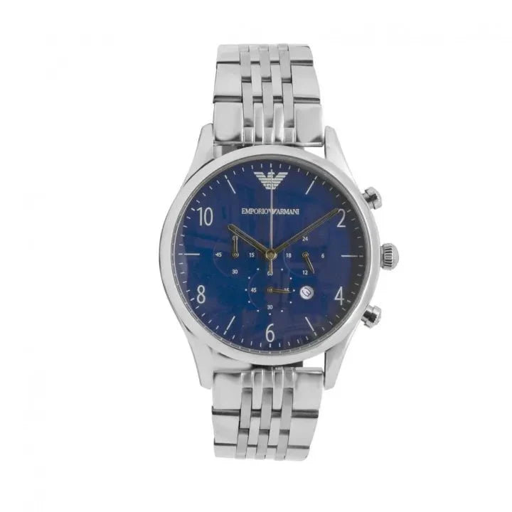 Emporio Armani Chronograph Blue Dial Silver Steel Strap Watch For Men - AR1942 Buy Now By Emporio Armani