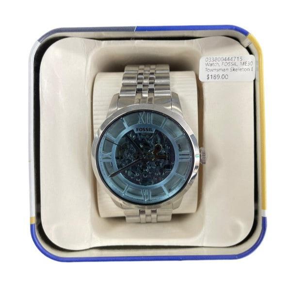 Fossil Townsman Automatic Skeleton Blue Dial Silver Steel Strap Watch for Men - ME3073 Buy Now By Fossil