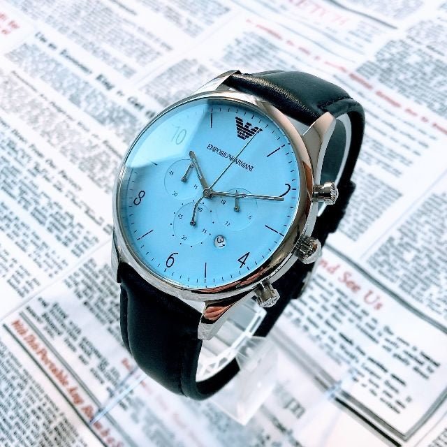 Emporio Armani Chronograph Blue Dial Blue Leather Strap Watch For Men - AR1889 Buy Now By Emporio Armani