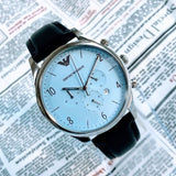 Emporio Armani Chronograph Blue Dial Blue Leather Strap Watch For Men - AR1889 Buy Now By Emporio Armani